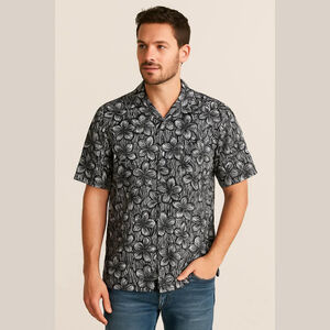NAK Men's Blue Floral Hawaiian Shirt Large